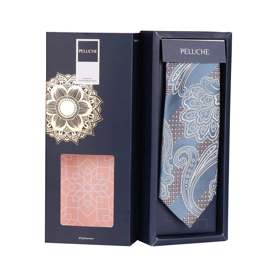 Peluche The Graceful  Blue Neck Tie & Pocket Square Set for Men