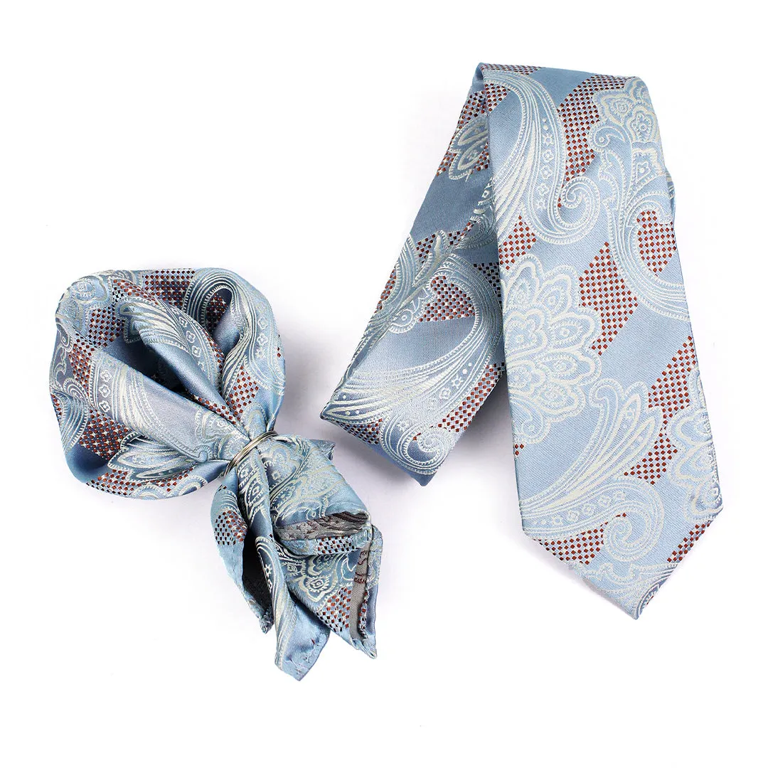 Peluche The Graceful  Blue Neck Tie & Pocket Square Set for Men