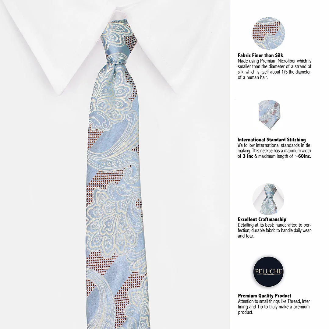 Peluche The Graceful  Blue Neck Tie & Pocket Square Set for Men