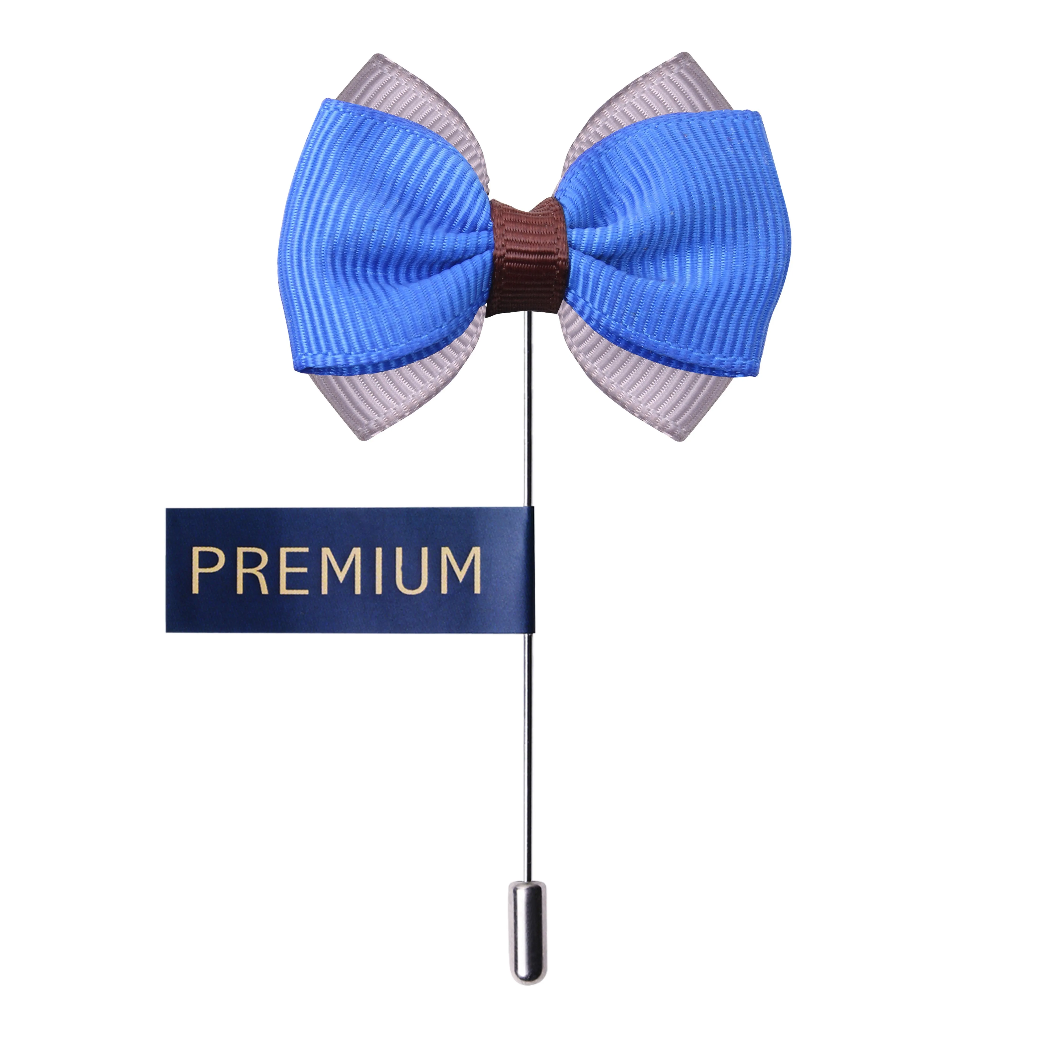 Peluche The Graceful Bow Blue and Grey Brooch