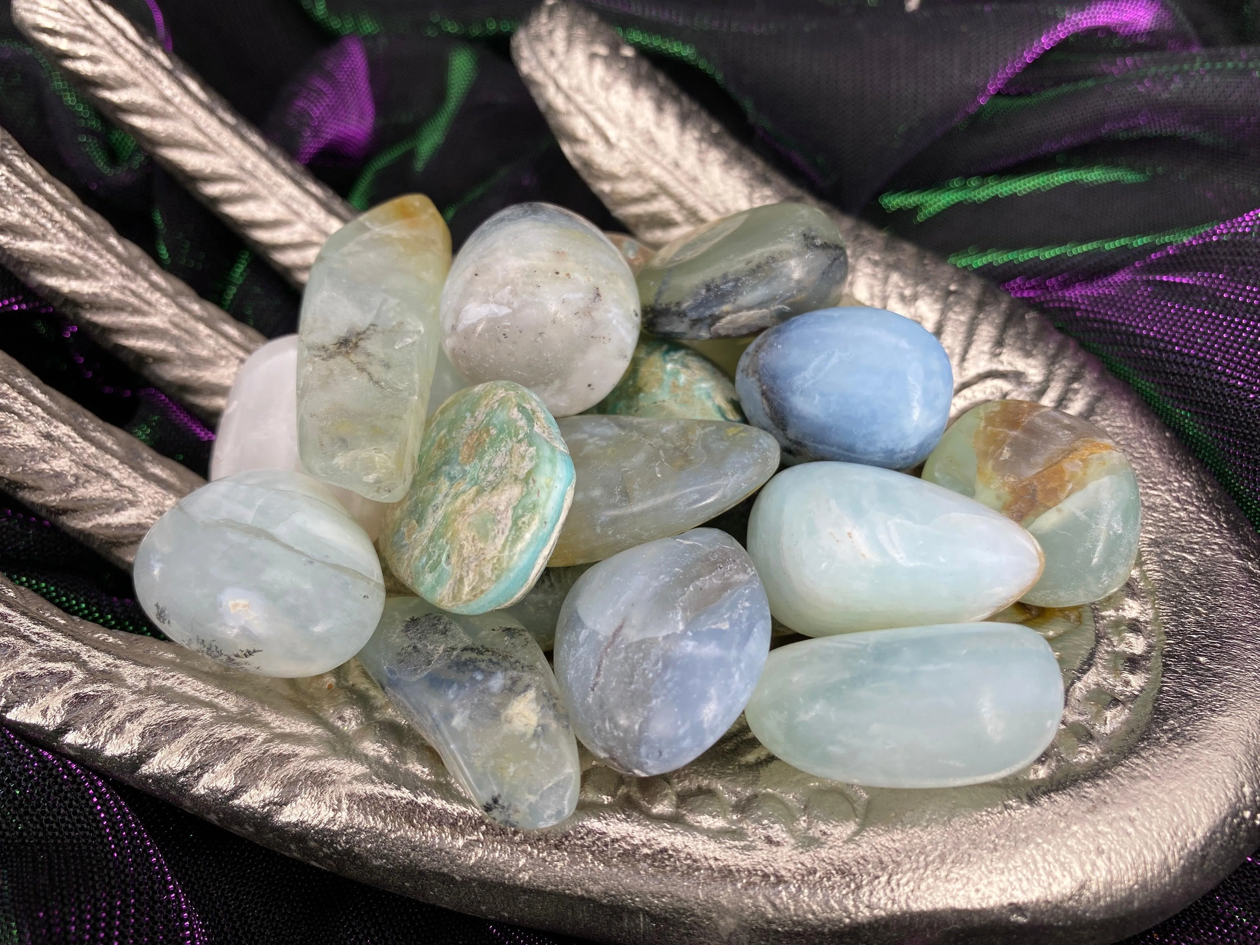 Peruvian Blue Opal Tumbled Stones