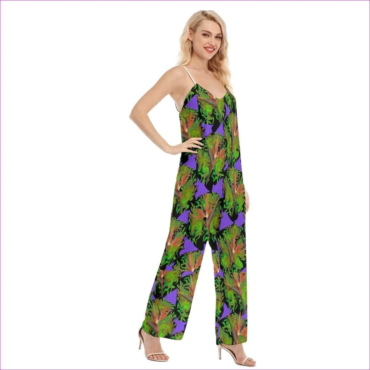 Psychedelic Paradise Womens Loose Cami Jumpsuit