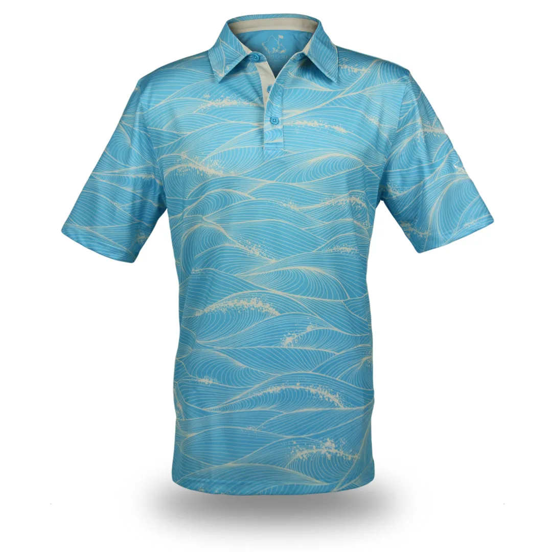 "Fluid" Aqua Foam - OGA Men's Polo - Aquamarine / Sea Foam White