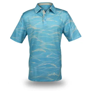 "Fluid" Aqua Foam - OGA Men's Polo - Aquamarine / Sea Foam White