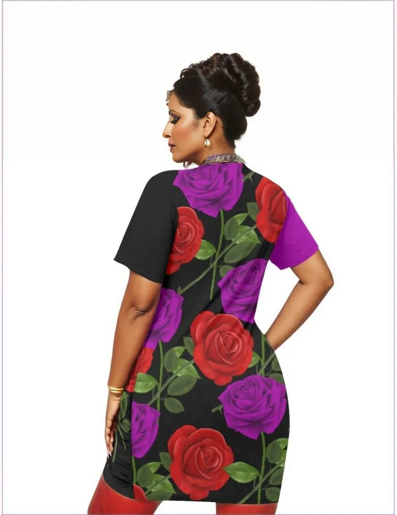 Red Rose Purp Women’s Black Stacked Hem Dress Voluptuous ( ) Plus Size