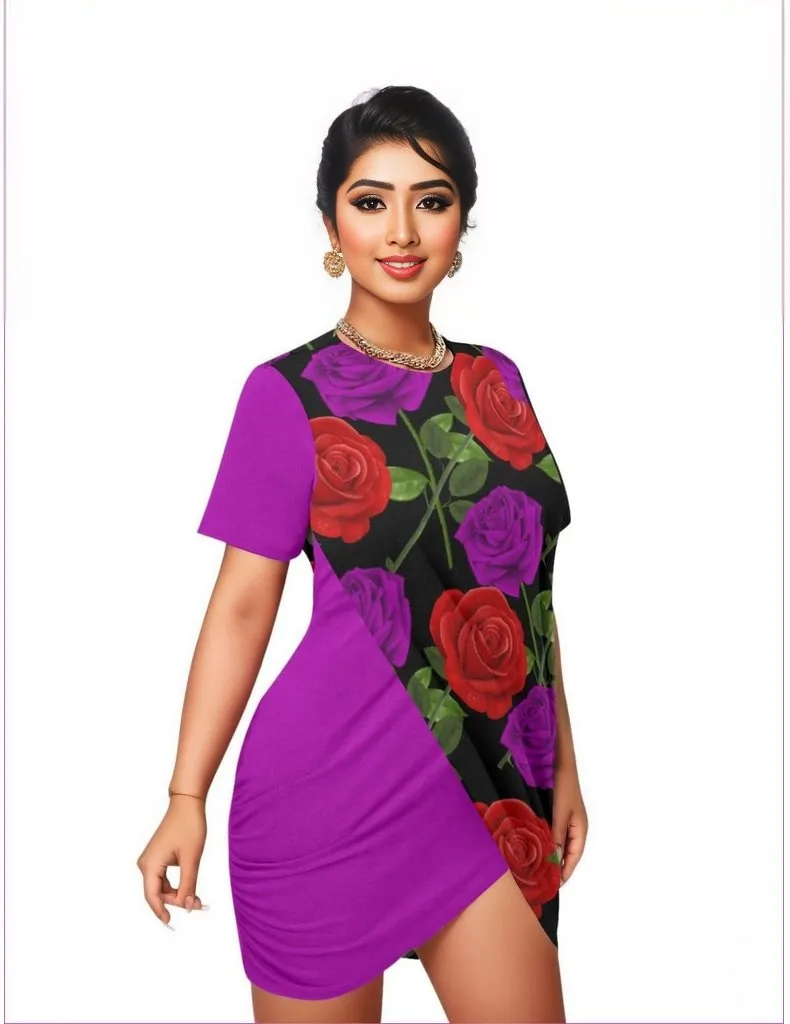 Red Rose Purp Women’s Black Stacked Hem Dress Voluptuous ( ) Plus Size