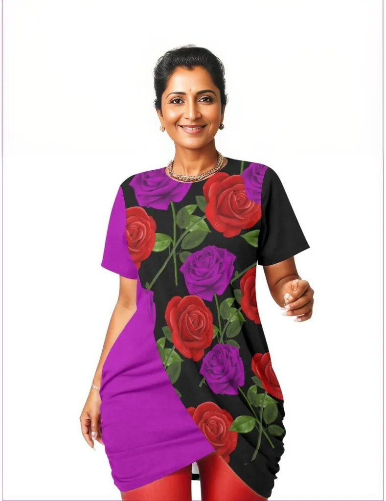 Red Rose Purp Women’s Black Stacked Hem Dress Voluptuous ( ) Plus Size