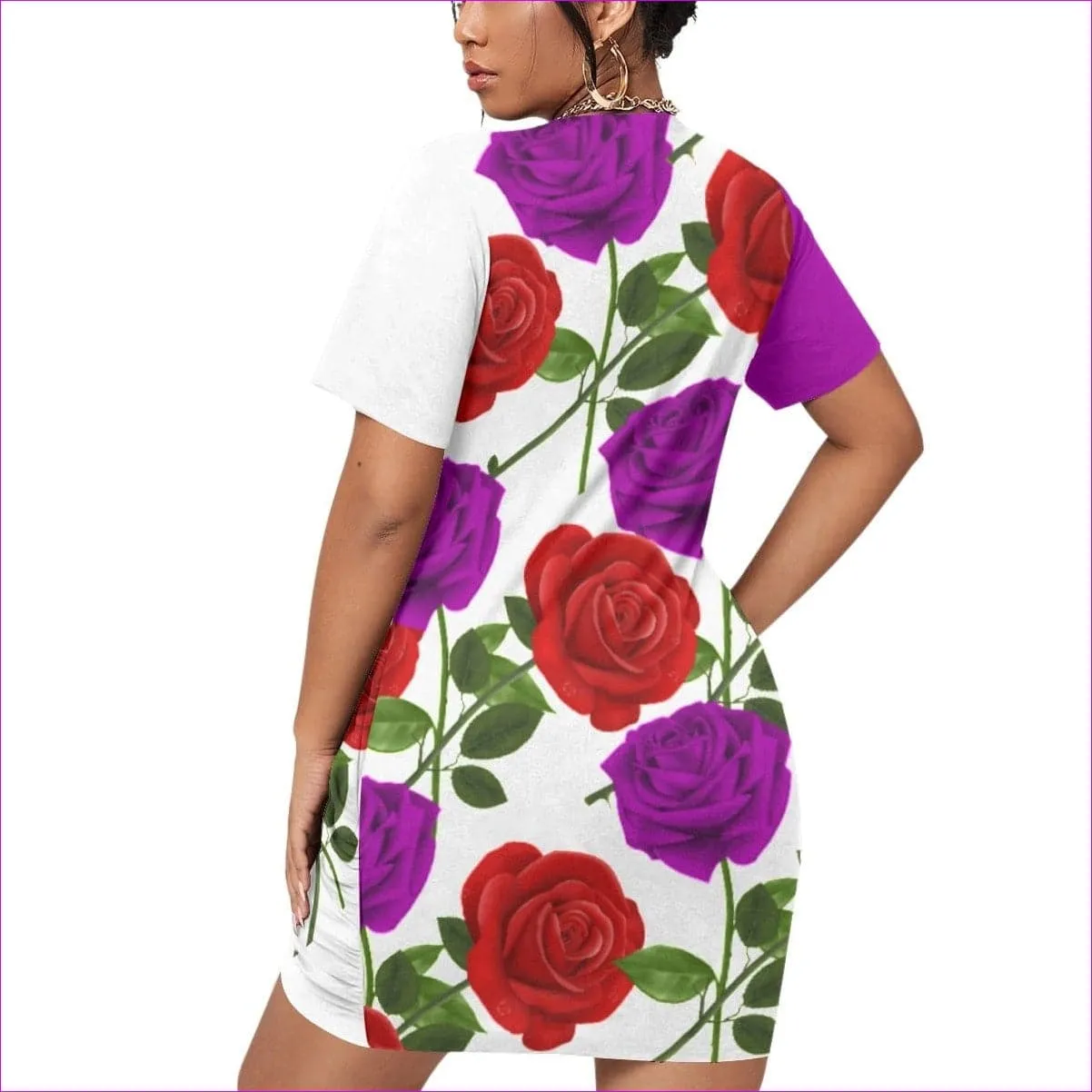 Red Rose Purp Women’s Stacked Hem Dress Voluptuous ( ) Plus Size