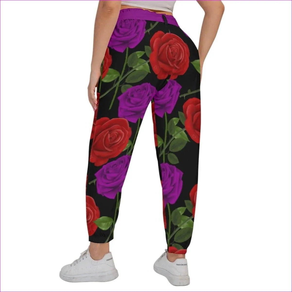 Red Rose Purp Women’s Trousers With Waist Belt Voluptuous ( ) Plus Size