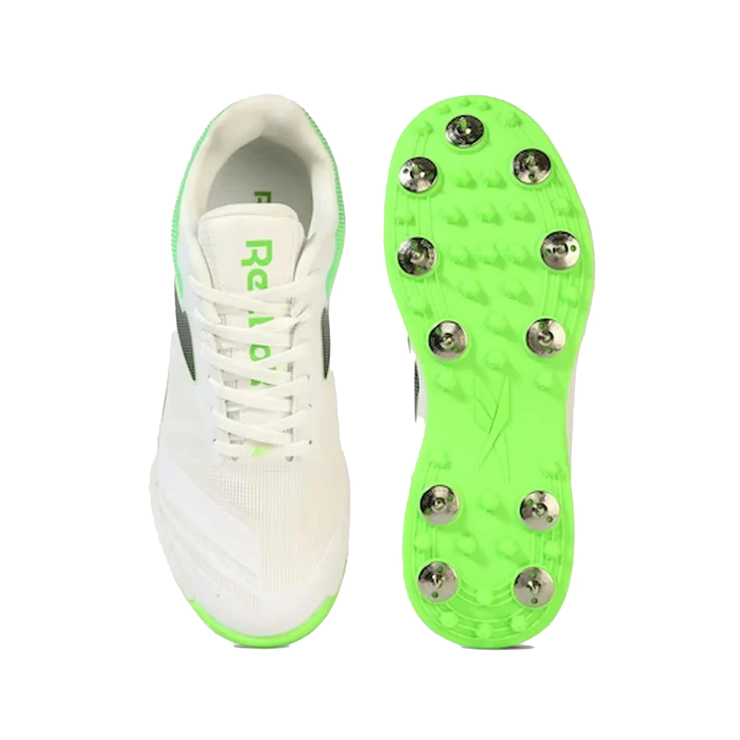 Reebok All Round Kaiser Cricket Spike Shoes (White/Black/Lime-R)