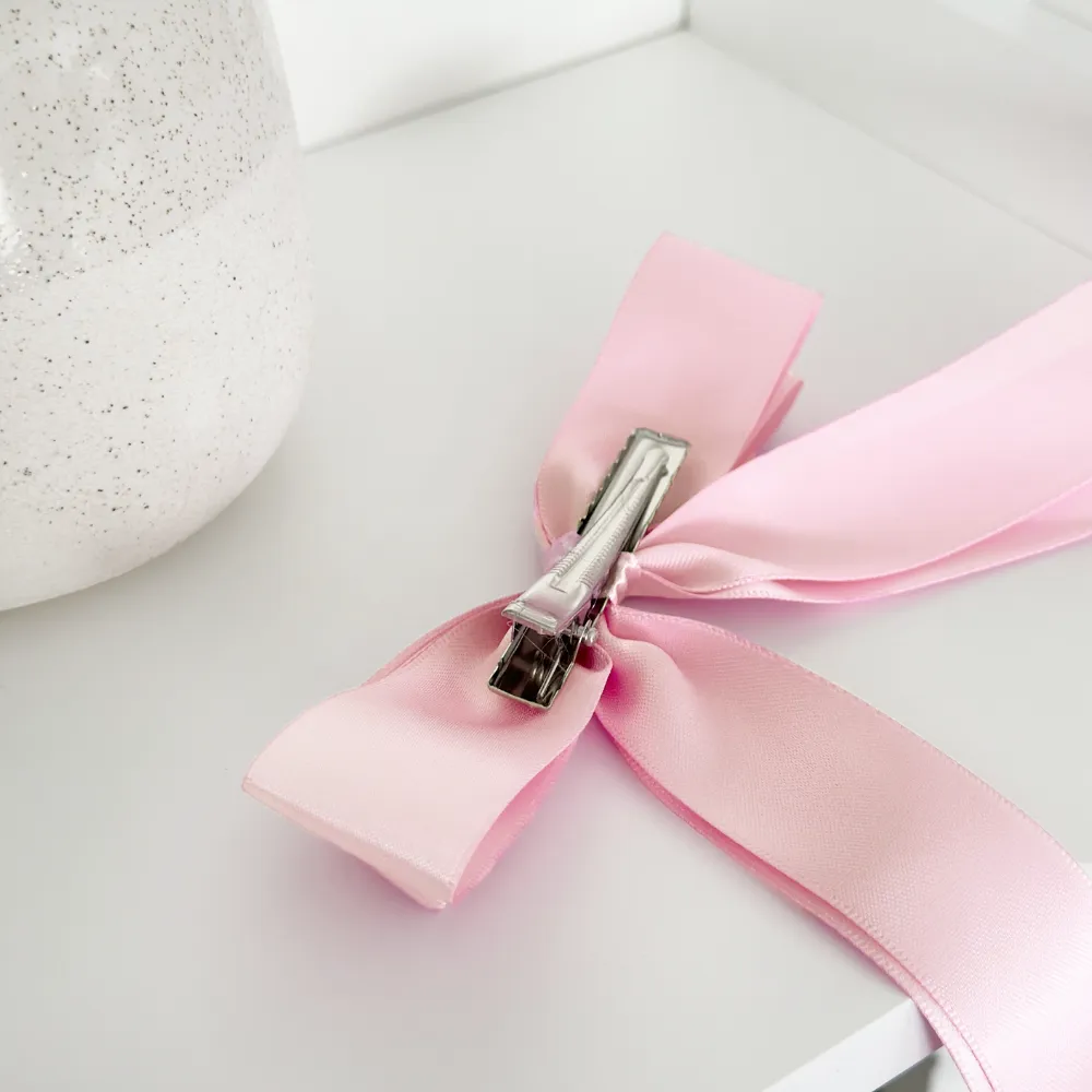 Ribbon Bow Clip - Peony Pink