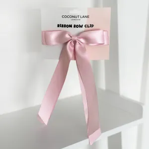 Ribbon Bow Clip - Peony Pink