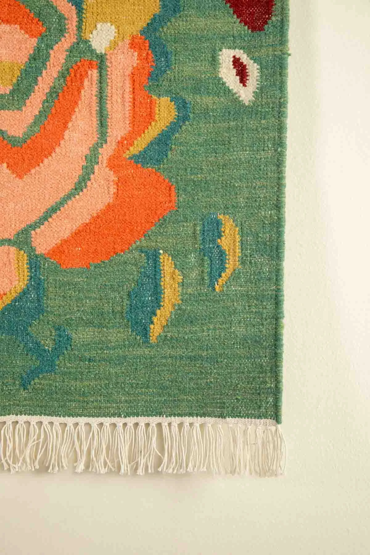 Rose Bagh Woven Rug (Green Lush)