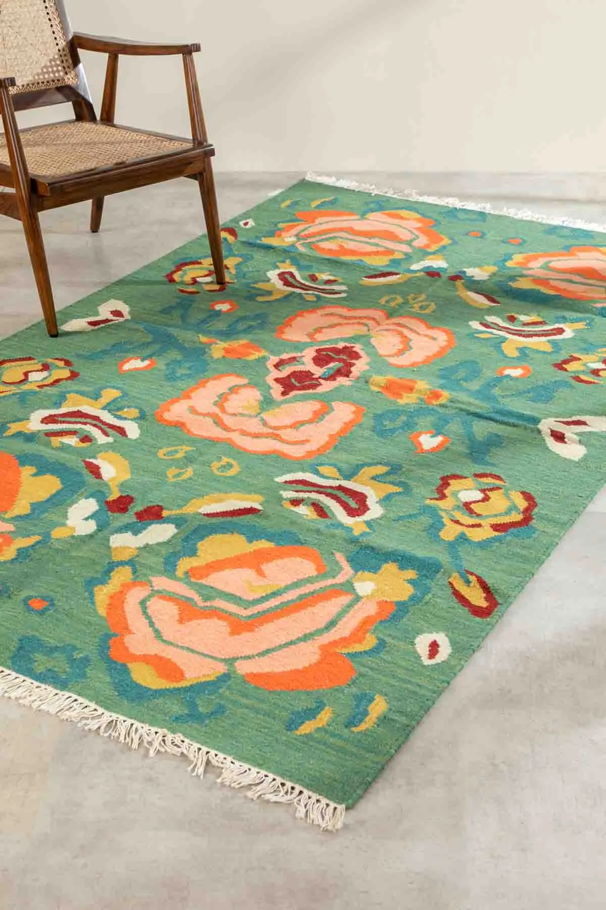 Rose Bagh Woven Rug (Green Lush)