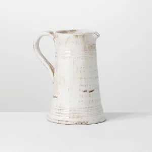 Rustic Ivory Glazed Ceramic Pitcher