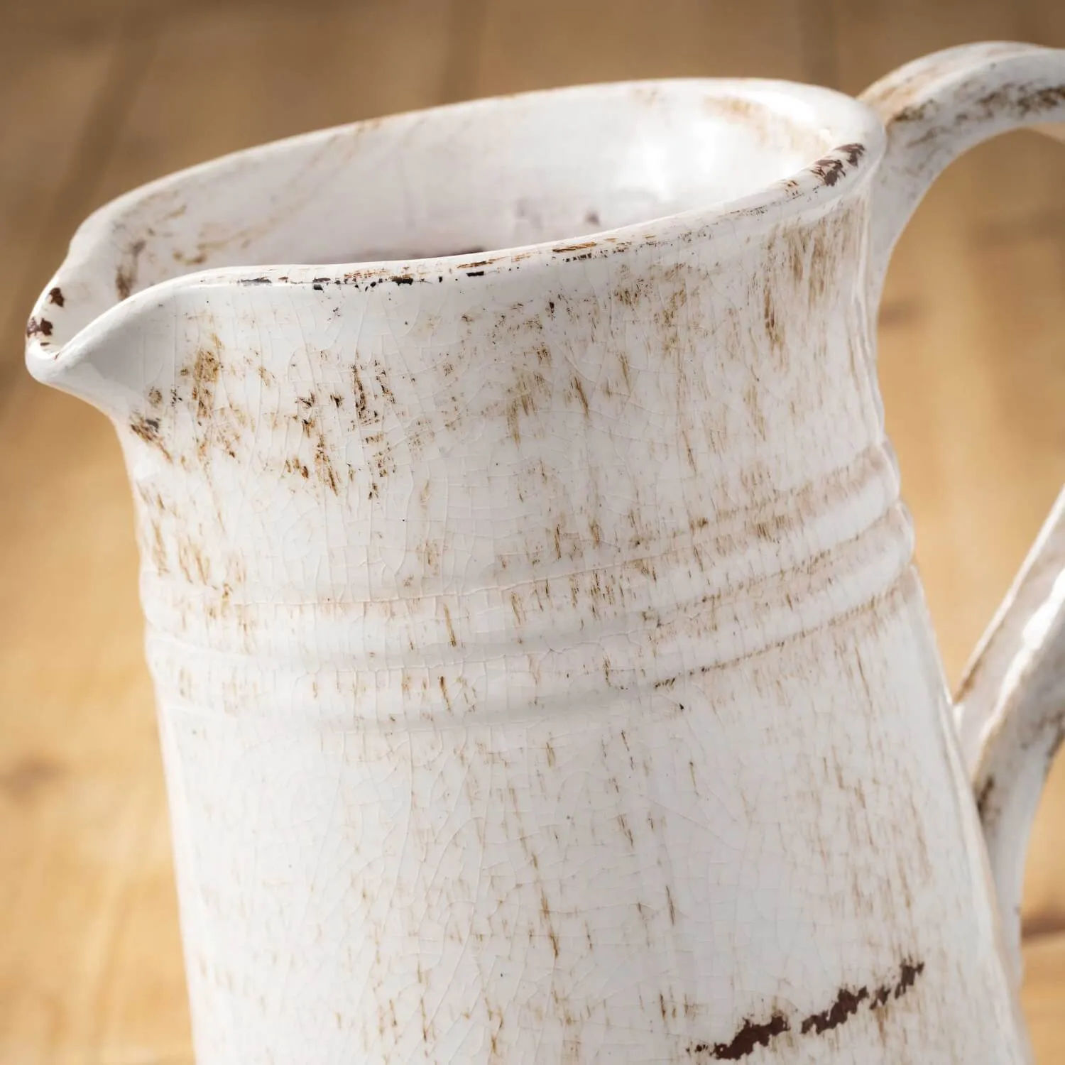 Rustic Ivory Glazed Ceramic Pitcher