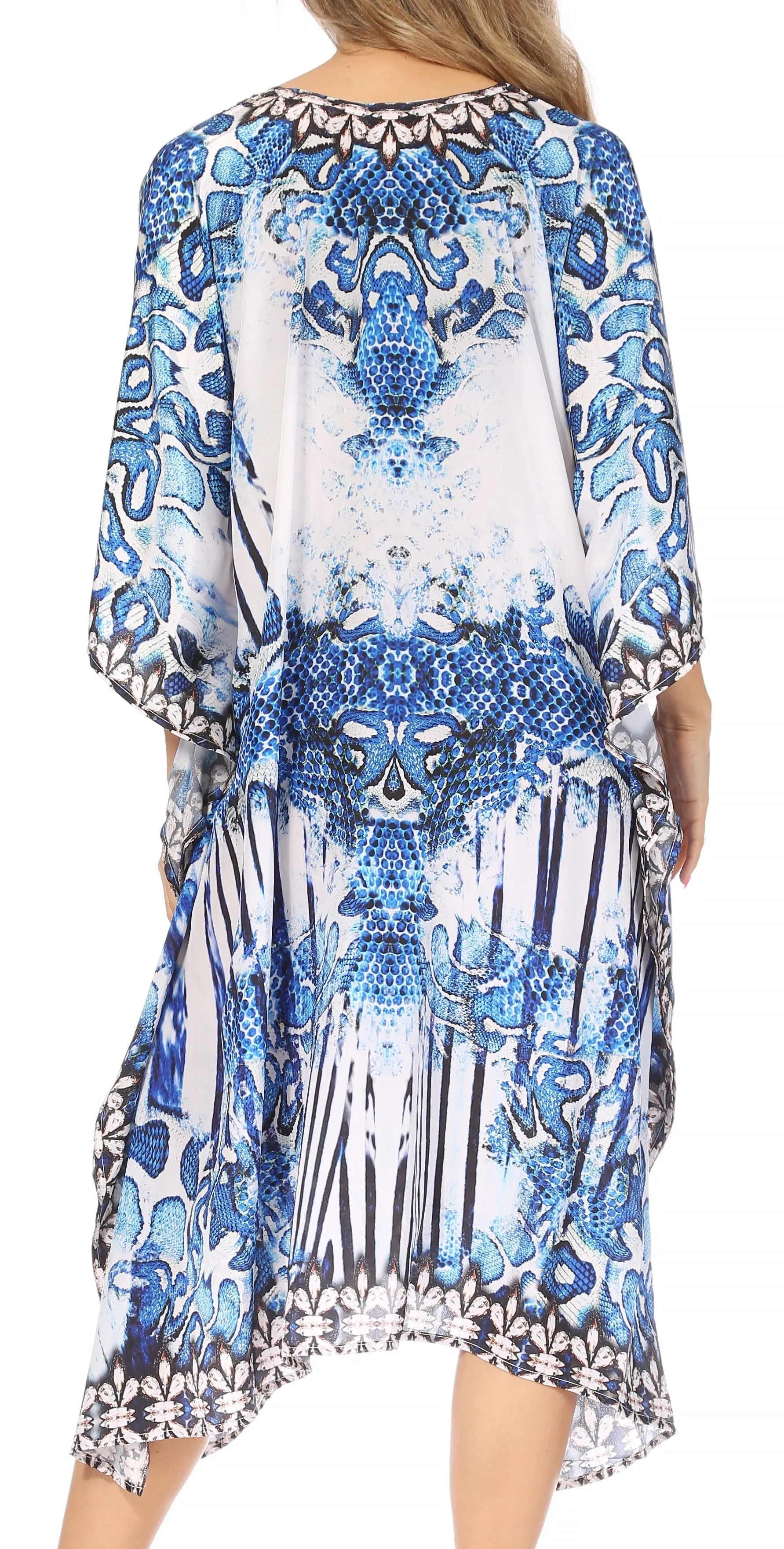 Sakkas Kristy Long Tall Lightweight Caftan Dress / Cover Up With V-Neck Jewels