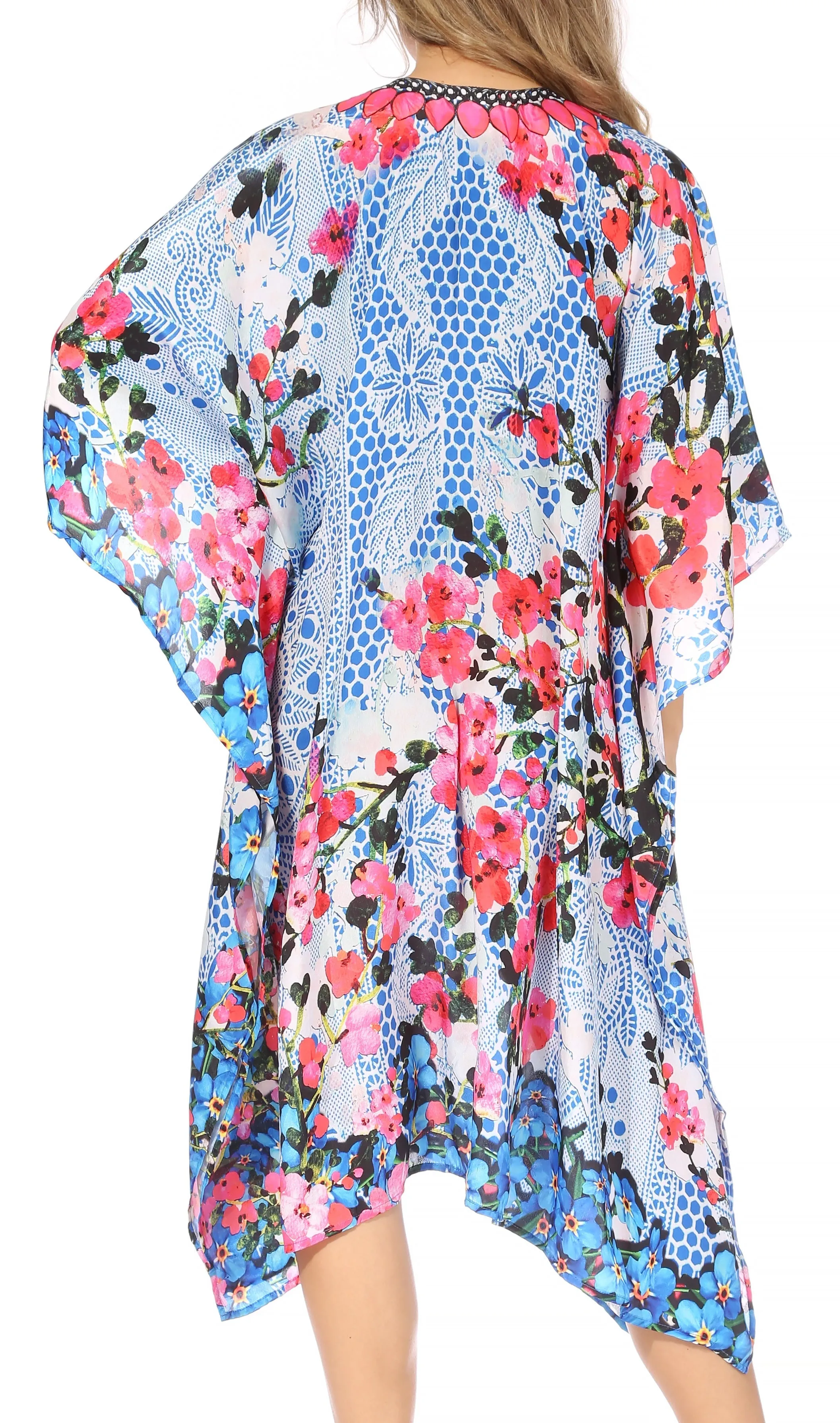 Sakkas Kristy Long Tall Lightweight Caftan Dress / Cover Up With V-Neck Jewels