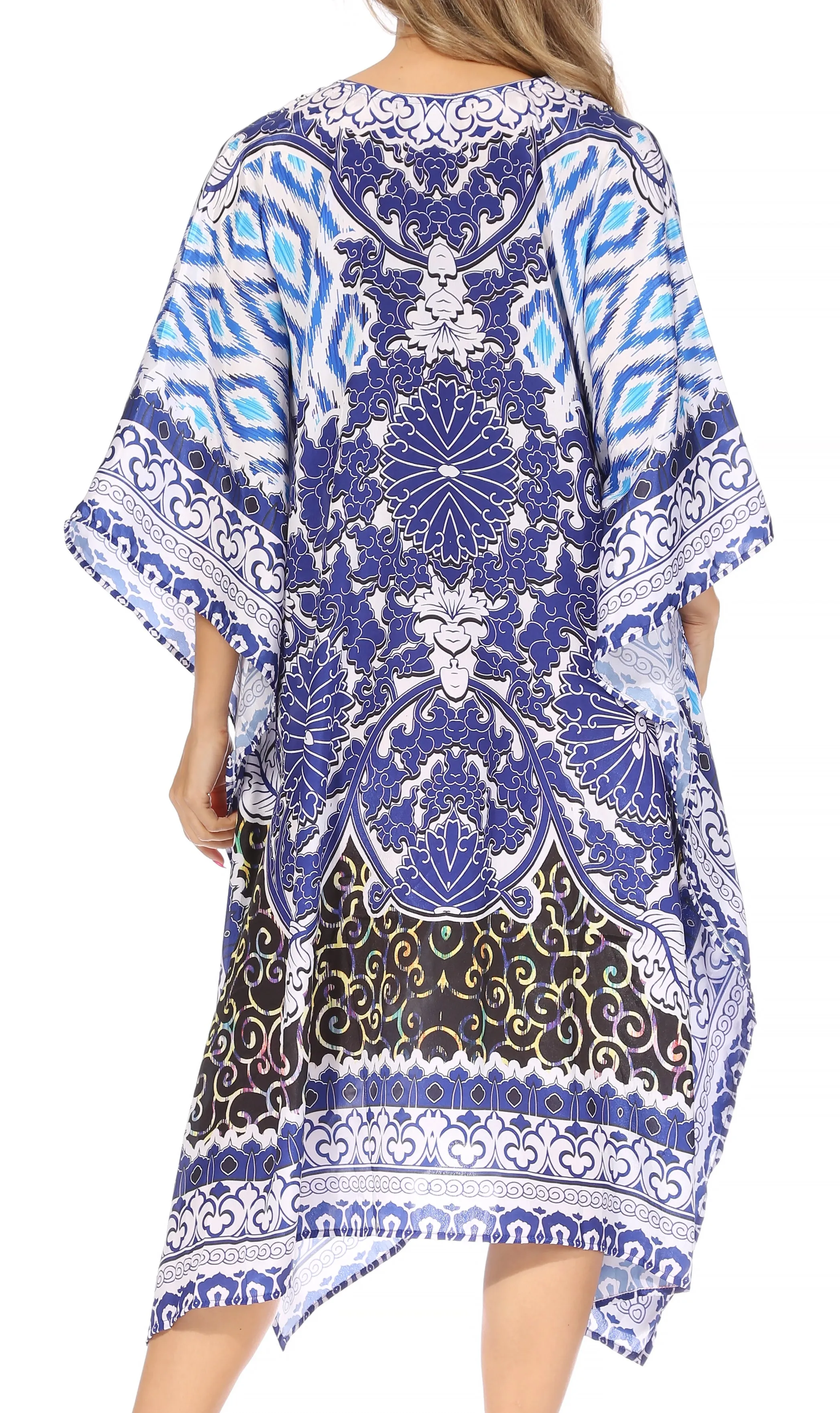 Sakkas Kristy Long Tall Lightweight Caftan Dress / Cover Up With V-Neck Jewels