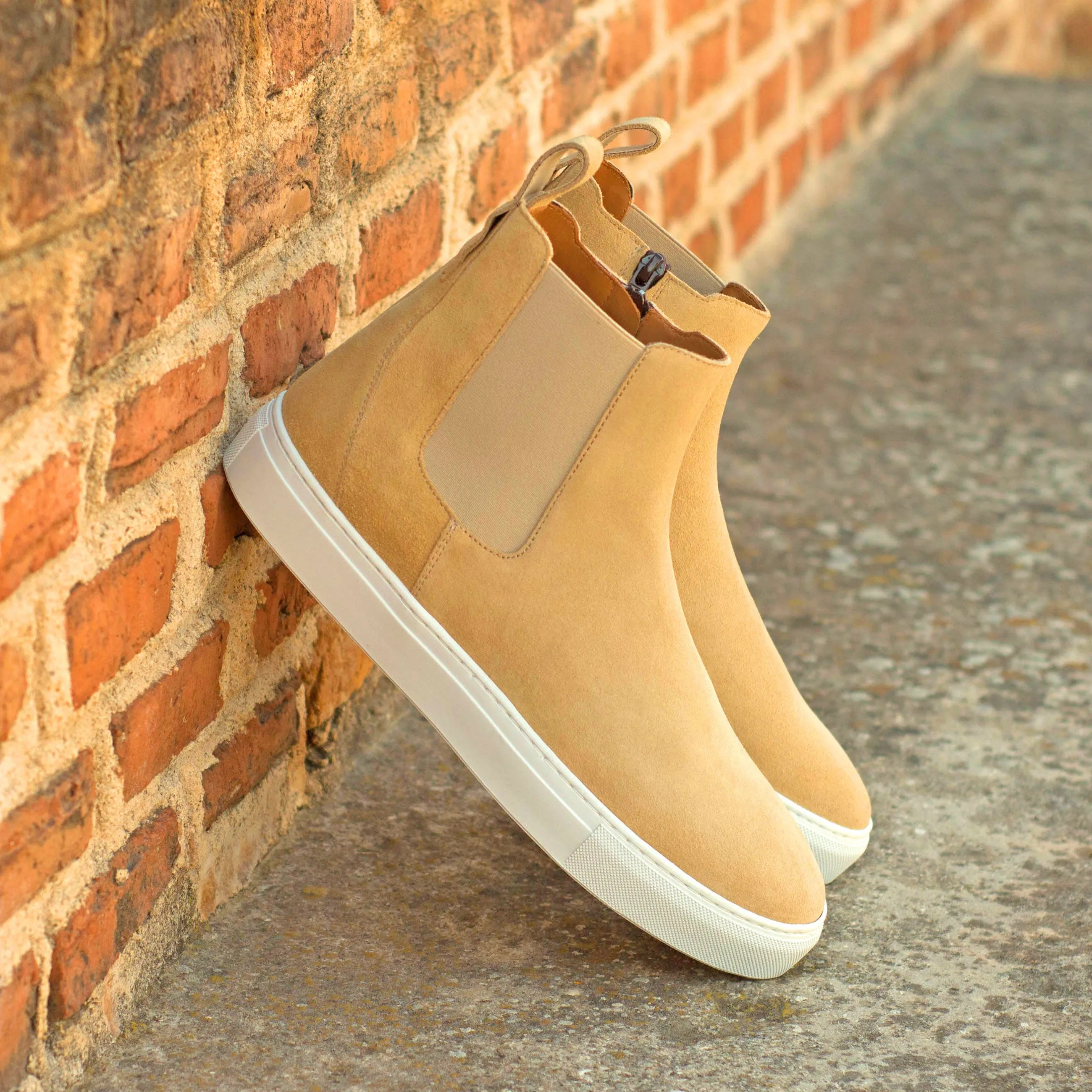 Sand Suede Chelsea Sneaker Boots