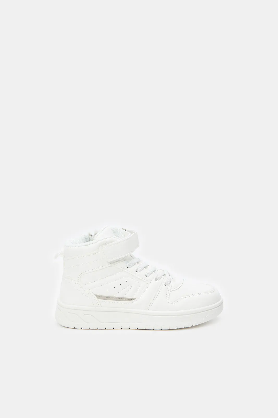 Senior Boys White Embossed High Top