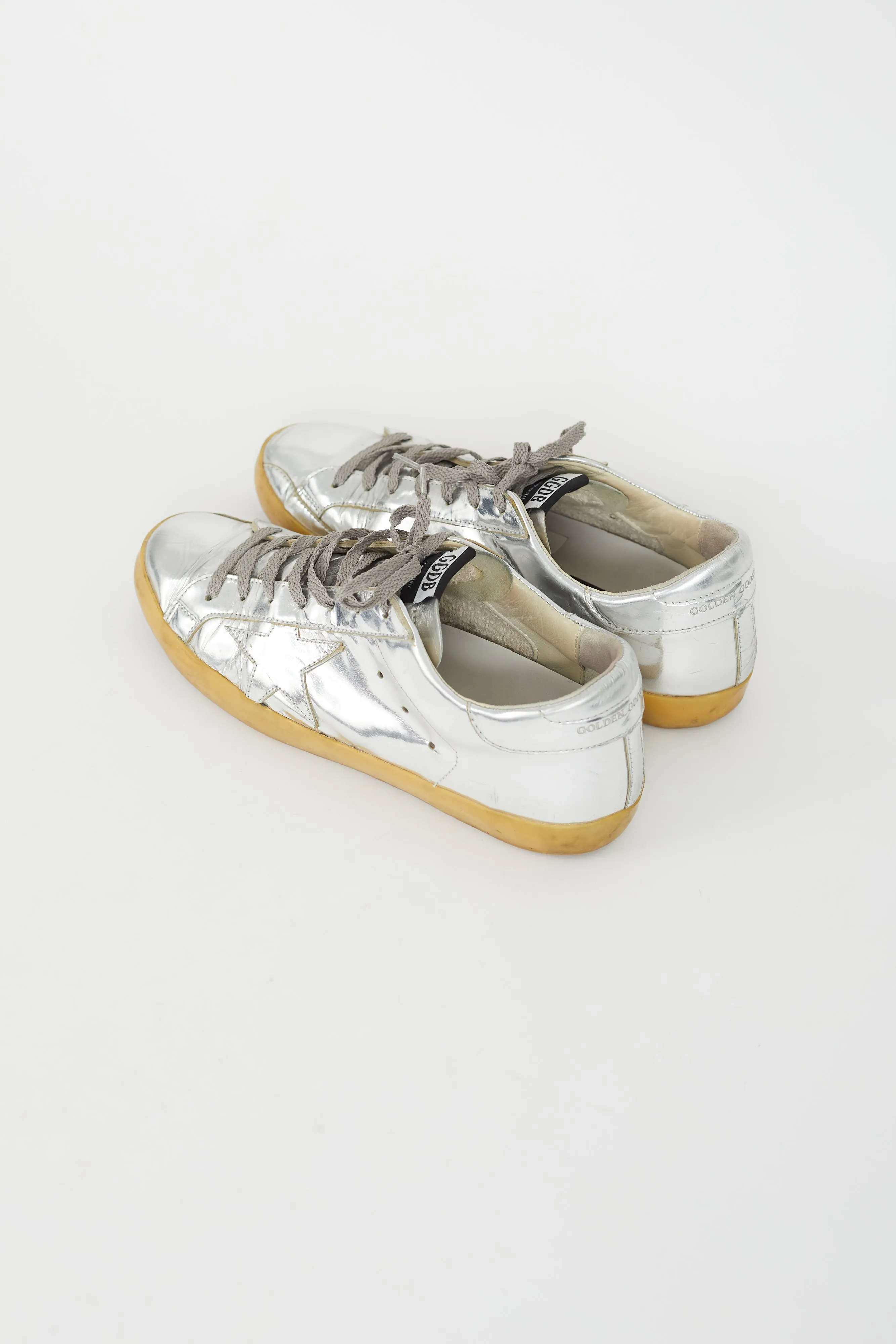 Silver Leather Superstar Low Top Sneaker