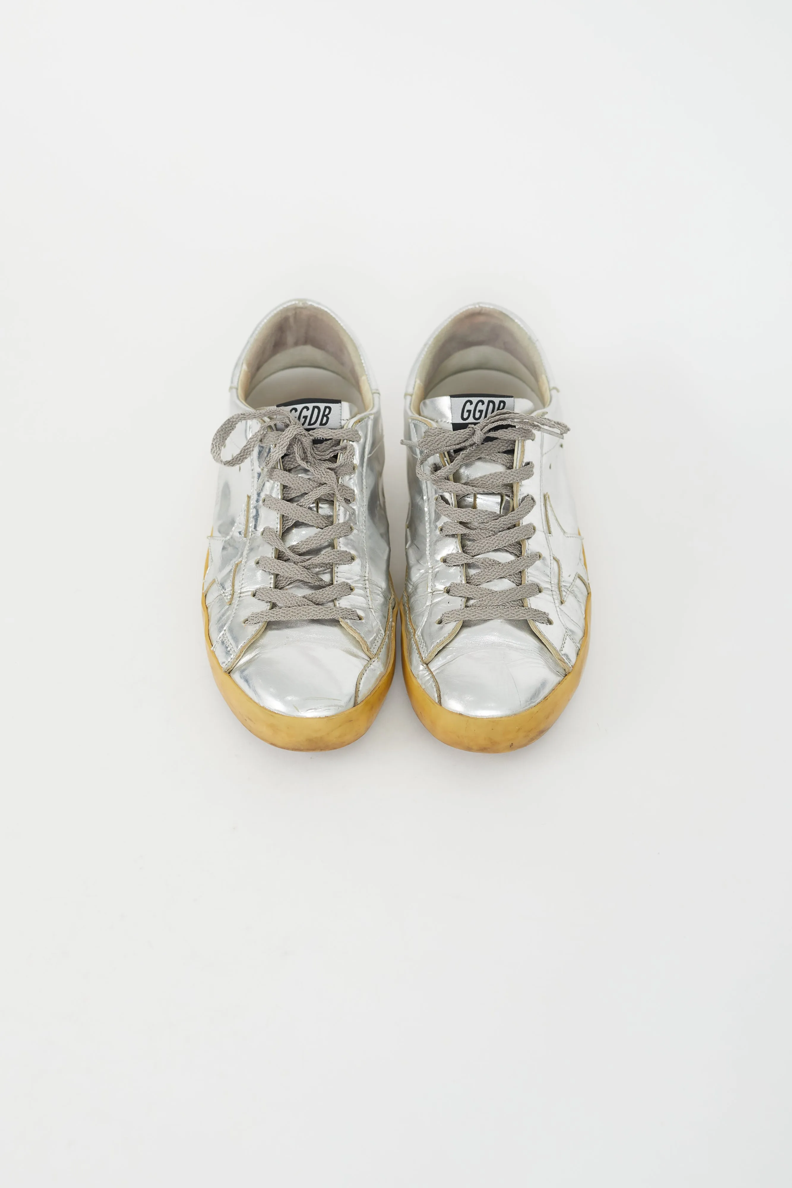 Silver Leather Superstar Low Top Sneaker