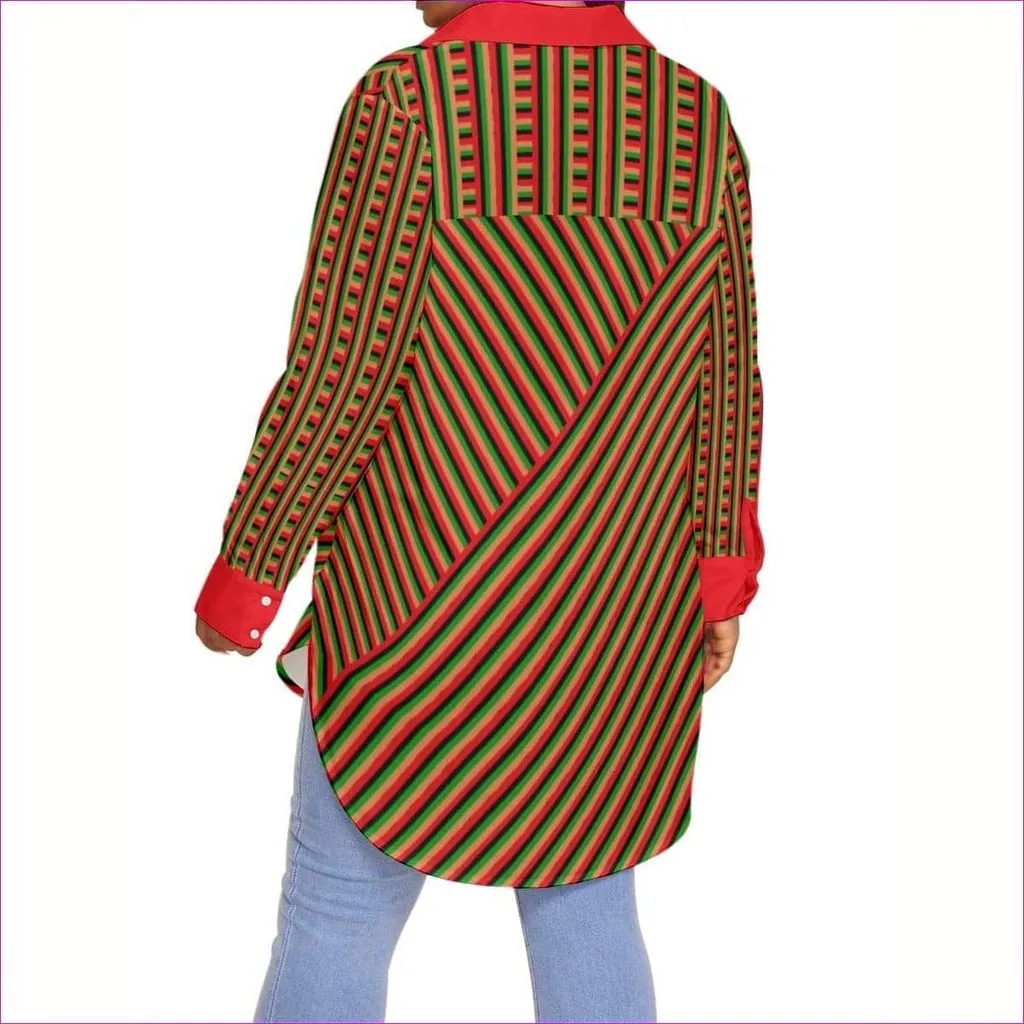 Striped Galore Women's Button-up With Long Sleeve Voluptuous ( ) Plus Size