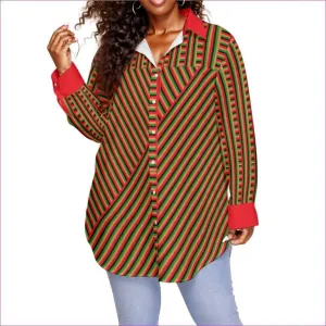 Striped Galore Women's Button-up With Long Sleeve Voluptuous ( ) Plus Size