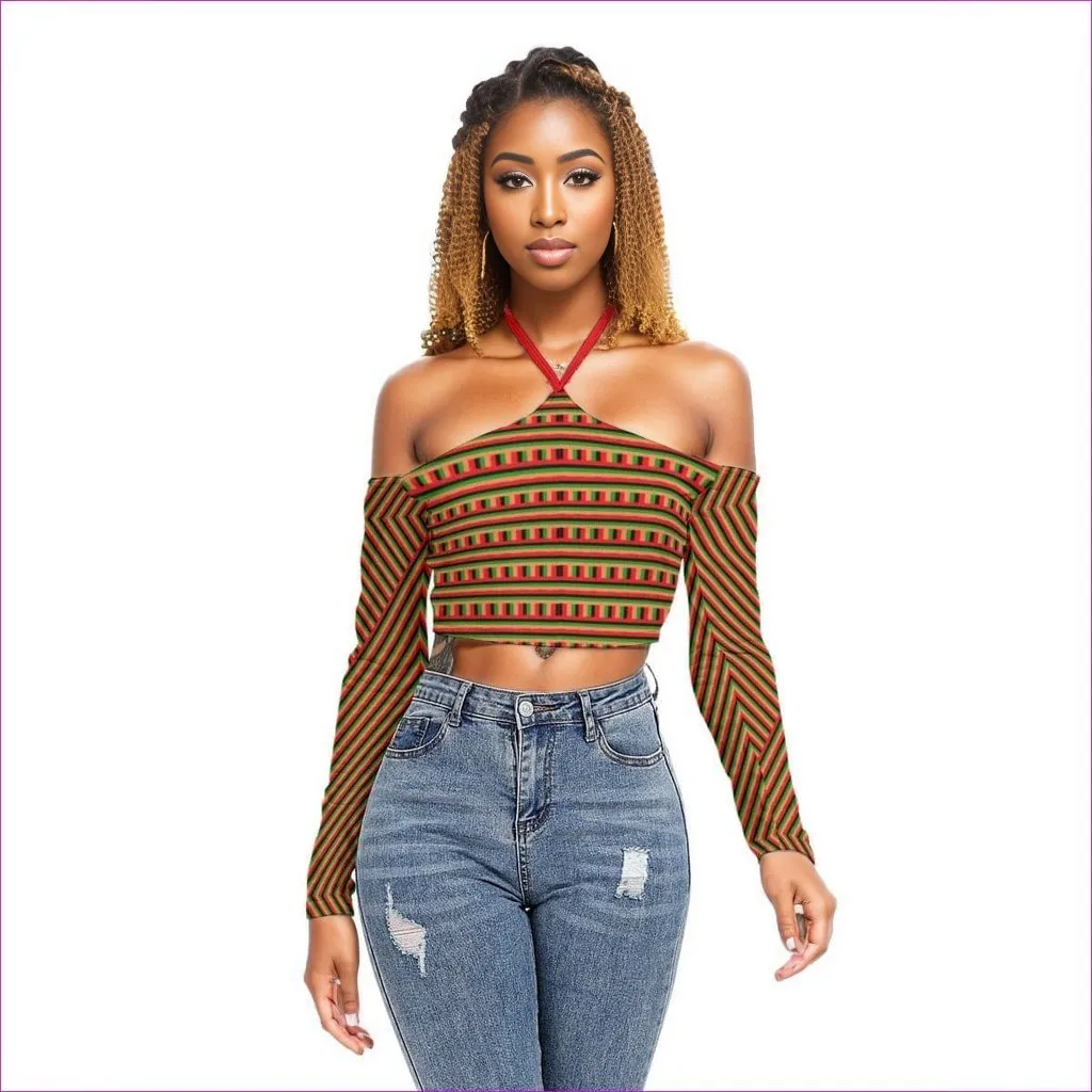 Striped Galore Women's Halter Lace-up Top