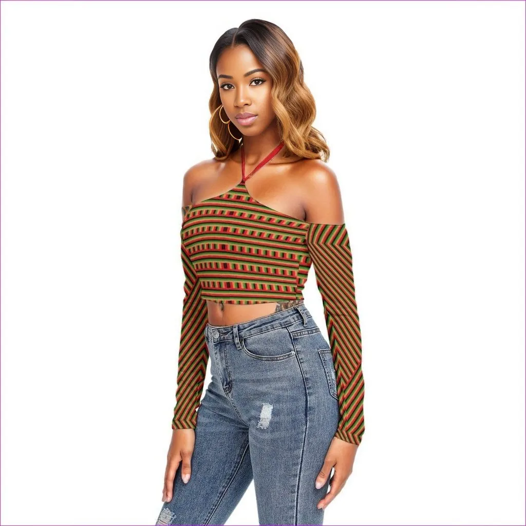 Striped Galore Women's Halter Lace-up Top