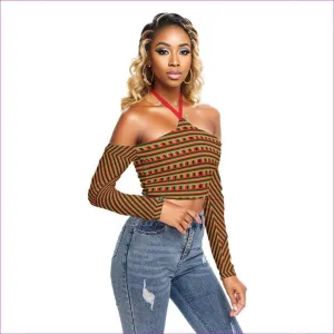 Striped Galore Women's Halter Lace-up Top