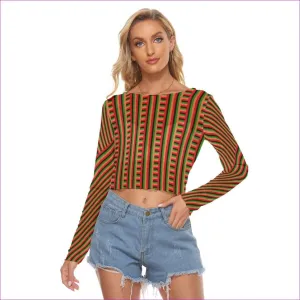 Striped Galore Women's Sheer Mesh Long Sleeve Top