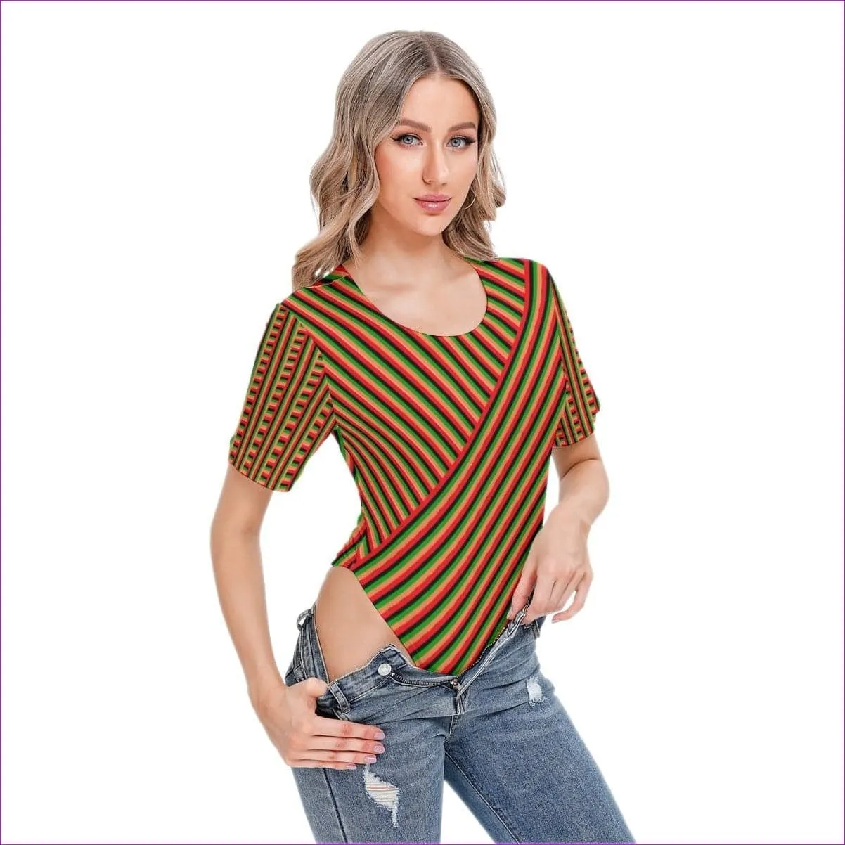 Striped Galore Women's Short Sleeve Bodysuit