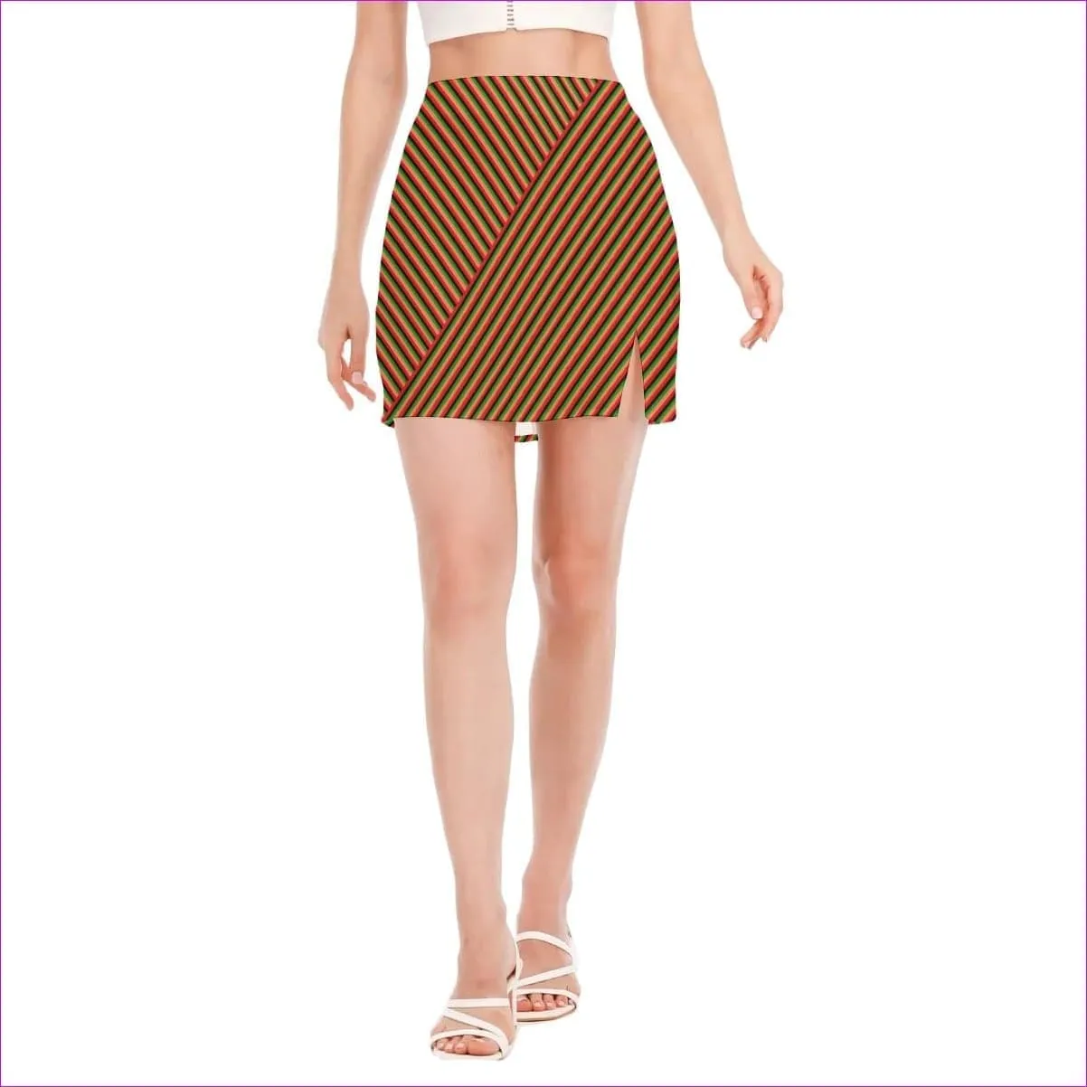 Striped Galore Women's Side Split Hip Skirt