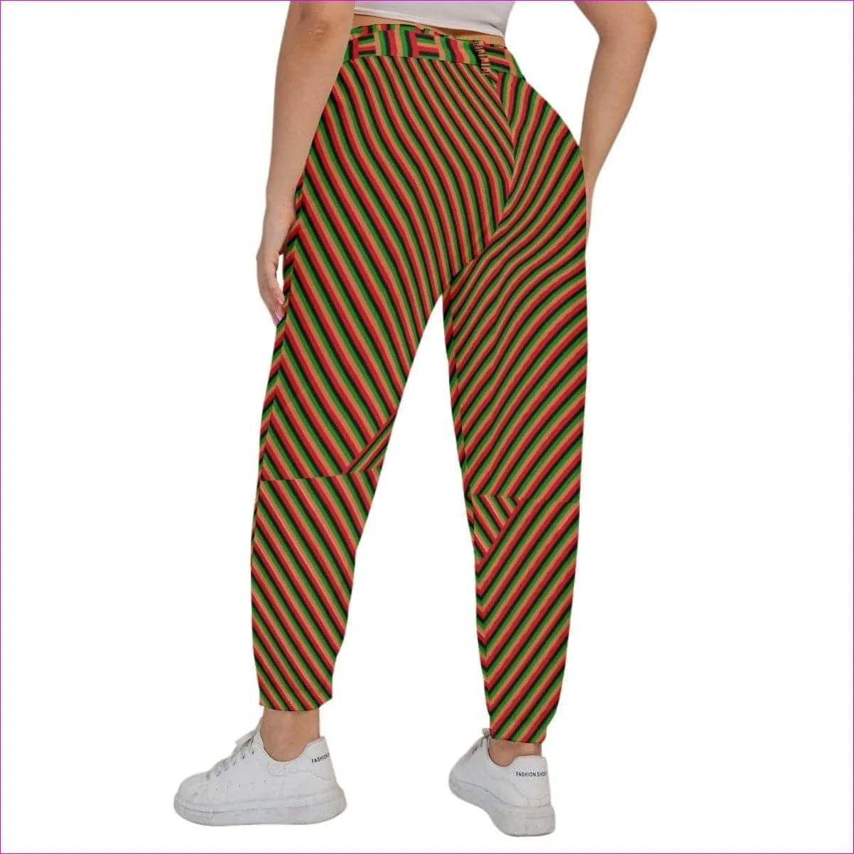 Striped Galore Women’s Trousers With Waist Belt Voluptuous ( ) Plus Size