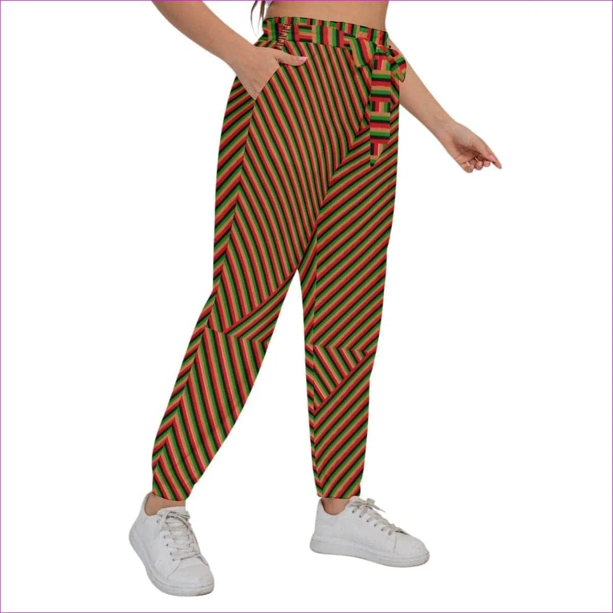 Striped Galore Women’s Trousers With Waist Belt Voluptuous ( ) Plus Size