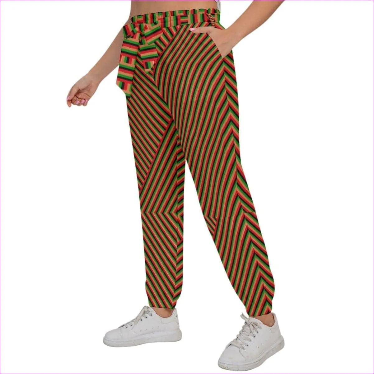 Striped Galore Women’s Trousers With Waist Belt Voluptuous ( ) Plus Size