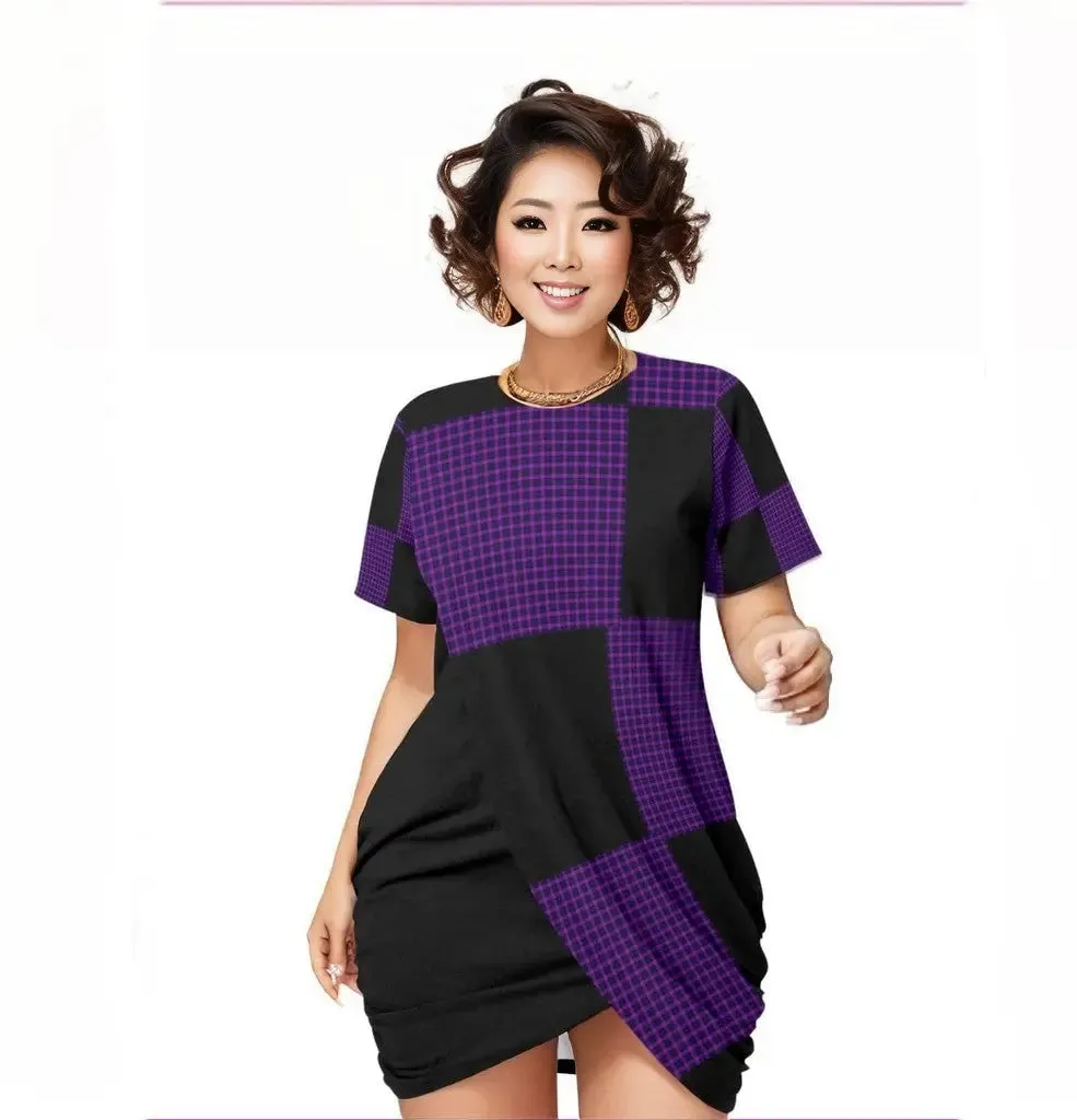 Tartan 2 Women’s Stacked Hem Top With Short Sleeve Voluptuous Plus( ) Size