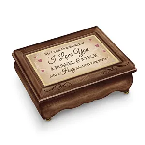 The Bradford Exchange A Bushel And A Peck For Great Granddaughter Featuring An Engraved Filigree & Scalloped Edging Handcrafted Wooden Music Box 6-inches