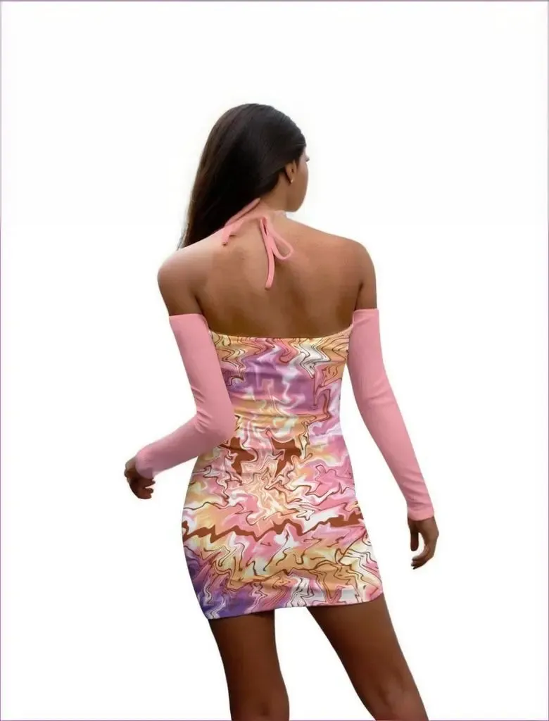 Tie-Dye Print Women's Halter Lace-up Dress