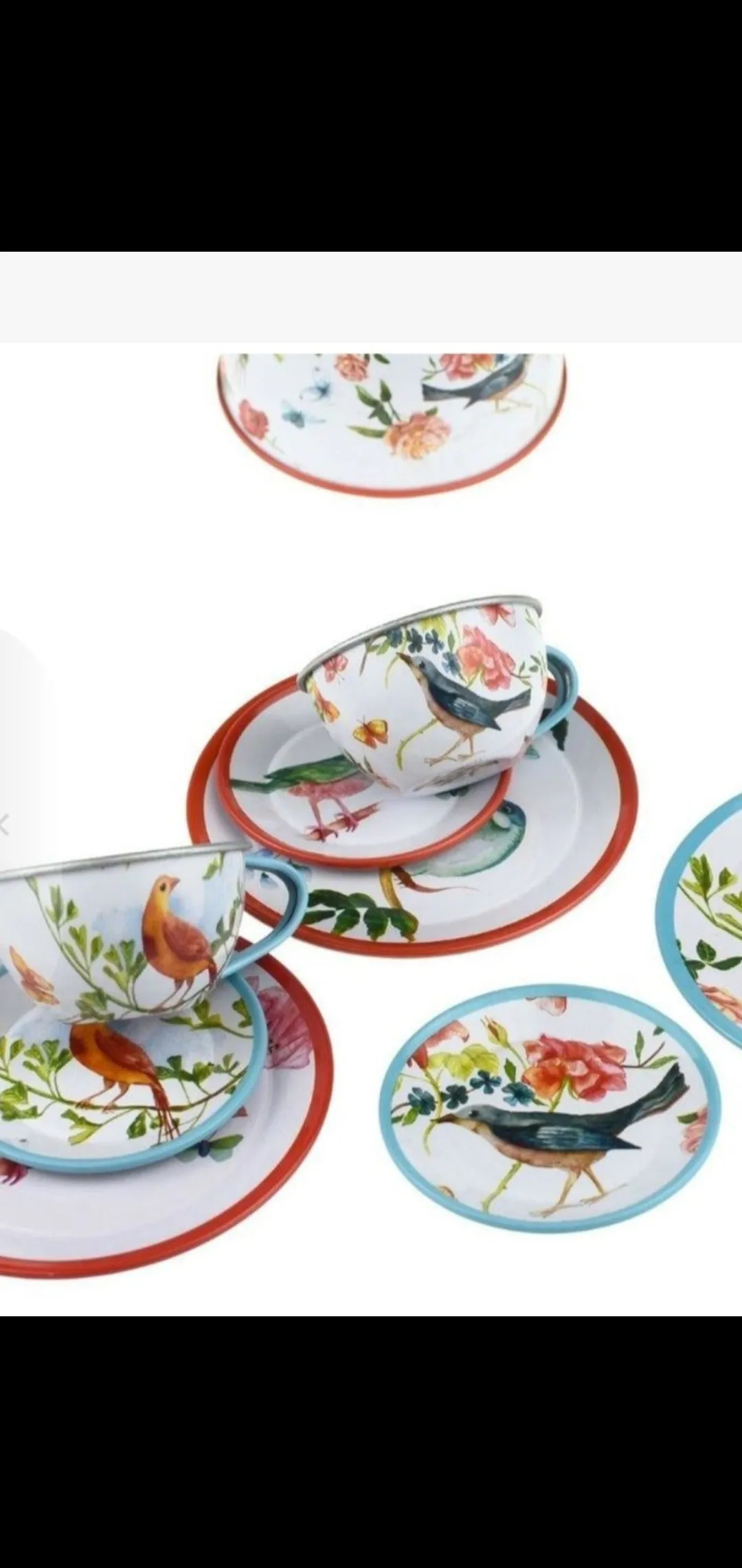 Tin Toy Tea Set 15 pieces - Pretty Birds