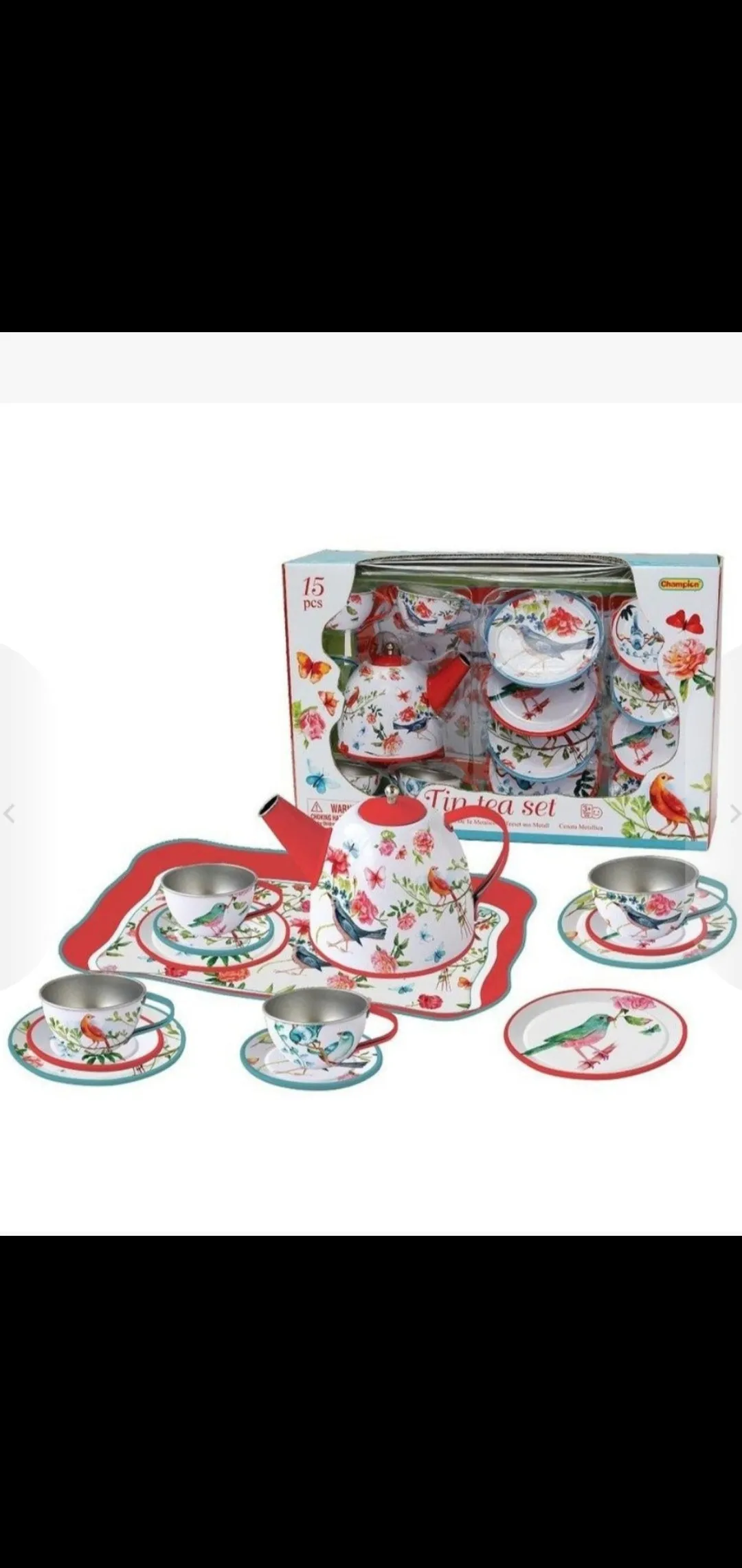 Tin Toy Tea Set 15 pieces - Pretty Birds