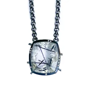 Tourmalinated Quartz and Diamond Necklace