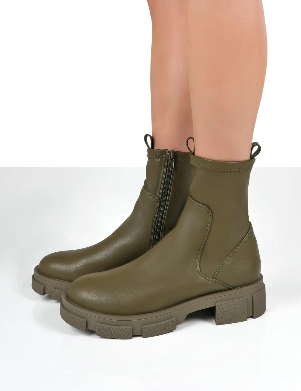 Treat Green Chunky Ankle Boots