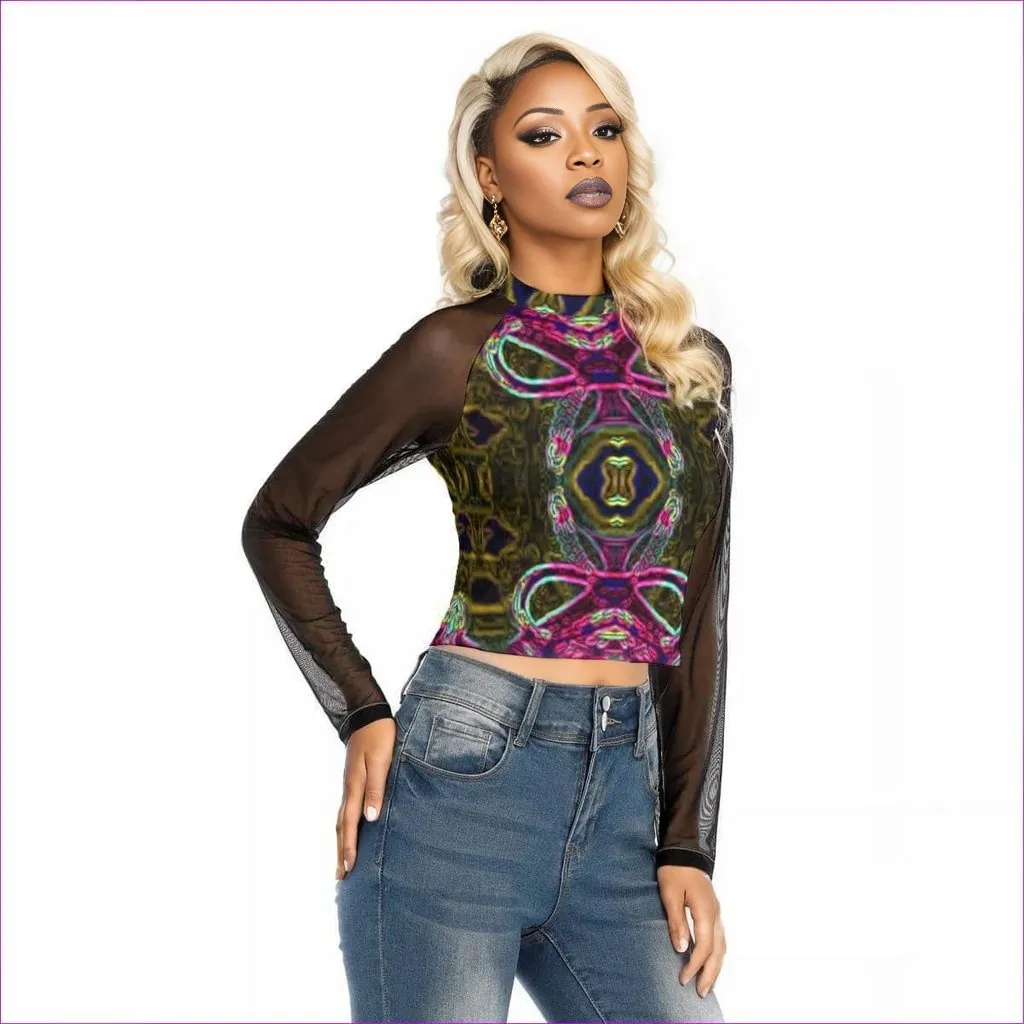 Tribalist Women's Raglan Sheer Mesh Long Sleeve Top