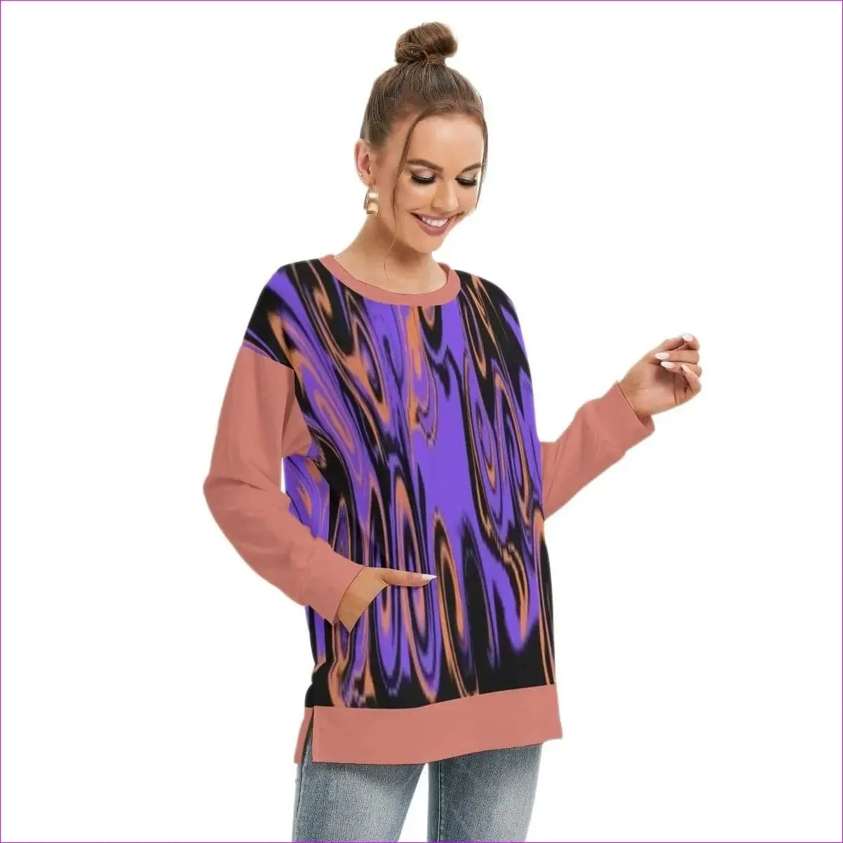 Trip 2 Women's Side Split O-neck Sweatshirt