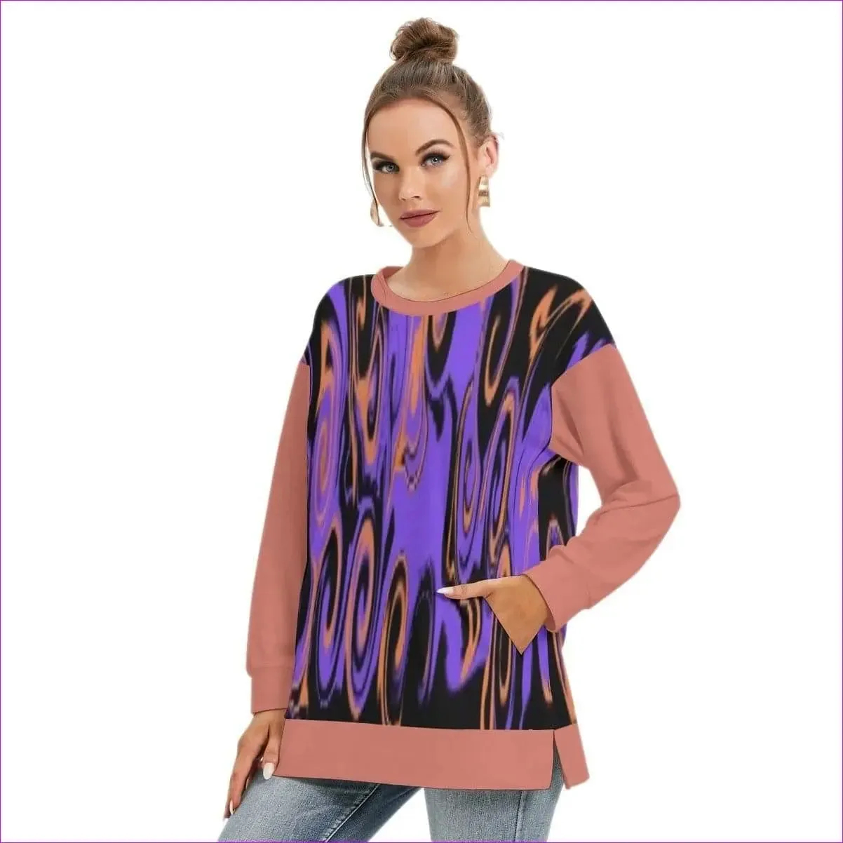 Trip 2 Women's Side Split O-neck Sweatshirt