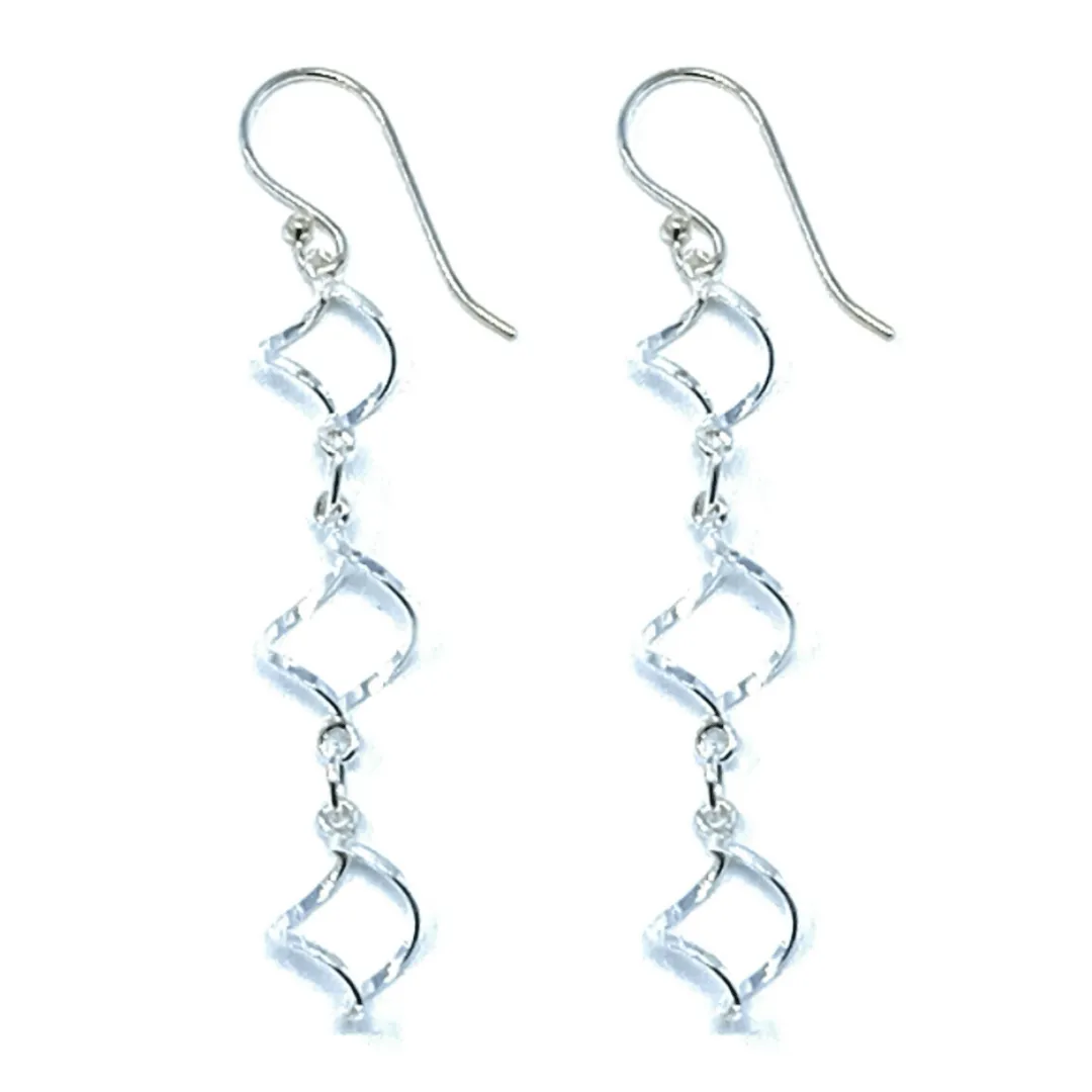 Twisted Hoop Chain Link Sterling Silver Earrings