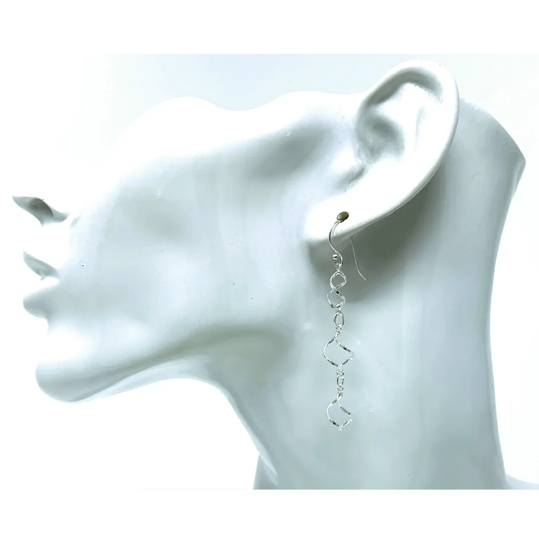 Twisted Hoop Chain Link Sterling Silver Earrings